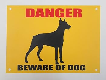 Amazon | 犬注意 beware of dog 黄色 看板サインプレート 危険